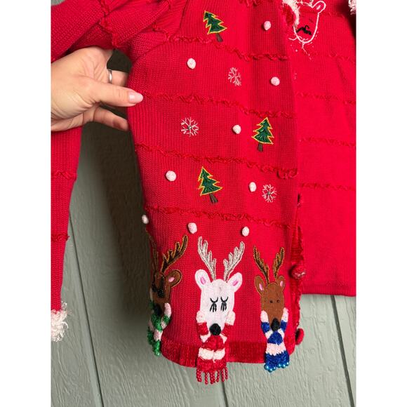 Vintage Becher Christmas Cardigan Sweater Women’s M Embroidered, Beaded Details - Picture 3 of 7
